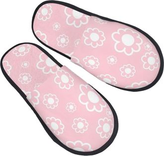 Generic Vintage Pink Flower Unisex House Slippers Slip On House Shoes Fuzzy Sliders For Winter Outdoor Indoor M