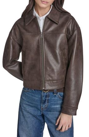 Levi's Faux Leather Zip Jacket in Dark Brown Faux Suede at Nordstrom, Size X-Small