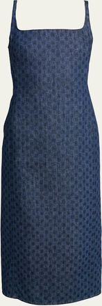 Dries Van Noten Debano Printed Denim Sleeveless Midi Dress