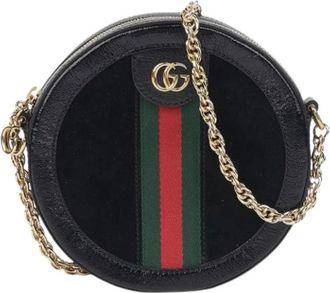 Gucci Pre-owned Cross Body Bags, female, Black, Size: ONE SIZE Pre-owned Ophidia Round Shoulder Crossbody Bag
