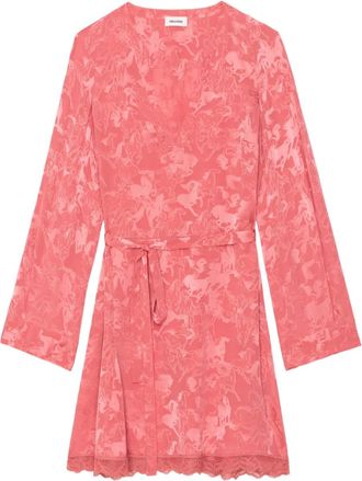 Zadig&Voltaire Ramasco mini-jurk met paarden-patroon en kanten detail - Roze
