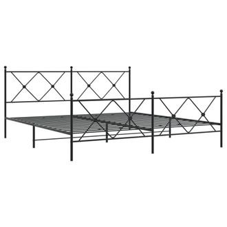 Berkfield Home Metal Bed Frame without Mattress with Footboard Black 183x213cm | Size: 183x213 cm