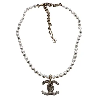 Chanel Chanel CC versierde parelketting met gouden strass-steentjes