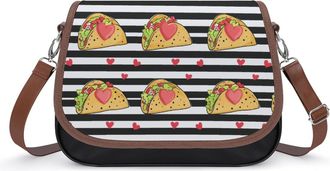 Generic Mexico Love Black And White Stripes Womens Crossbody Bag Fashion Shoulder Handbags Message Tote Bag with Adjustable Strap