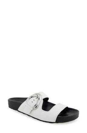 Aerosoles Lemon Flatform Slide Sandal in Bright White Pebbled Leather at Nordstrom Rack, Size 7.5