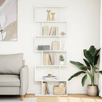 Berkfield Home Room Divider Bookcase 6-Tier White 70x24x193 cm Engineered Wood | Size: 70 x 24 x 193 cm