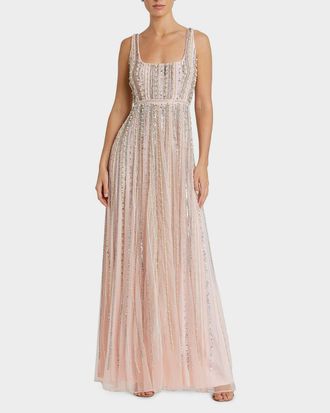 Mac Duggal Evening Sleeveless Beaded Gown