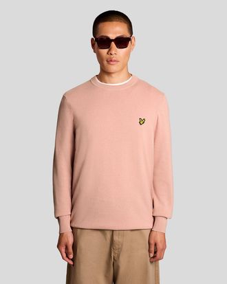 Lyle & Scott Mens Crew Neck Jumper in Coral Cotton - Size X-Large