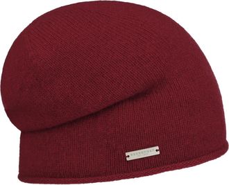Seeberger Rolled Edge Cashmere Beanie Knit Long (One Size - Bordeaux)
