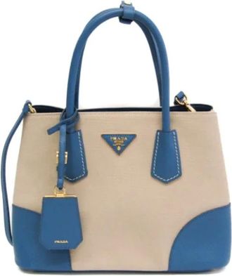 Prada Pre-owned Tote Bags, female, Beige, Size: ONE SIZE Pre-owned Canvas prada-bags