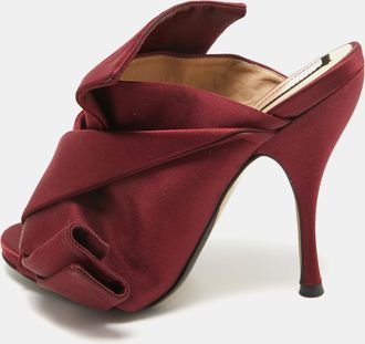 N&deg;21 N21 Burgundy Satin Raso Knot Mules