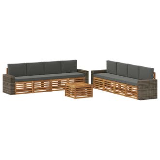 vidaXL Set Di Divani Da Esterno 9 Pz Naturale E Antracite Vidaxl