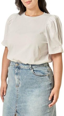English Factory Puff Sleeve Cotton Top in White at Nordstrom, Size 1X