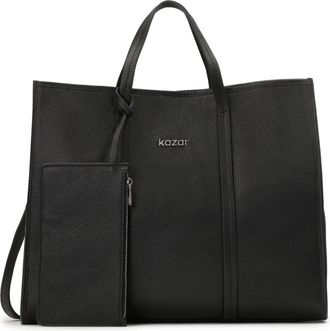 Kazar Grote XL erwtenleren handtas - Dames - Handtassen - Zwart - ONE Size - Leer - Tassen