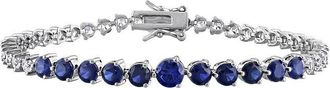 Rina Limor Silver 8.38 Ct. Tw. Lab-Grown Blue And White Sapphire Graduated Tennis Bracelet