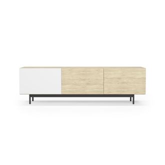 HERDASA Mueble Tv, Colecci&oacute;n Printed, En Melamina Con 3 Puertas. Roble-blanco