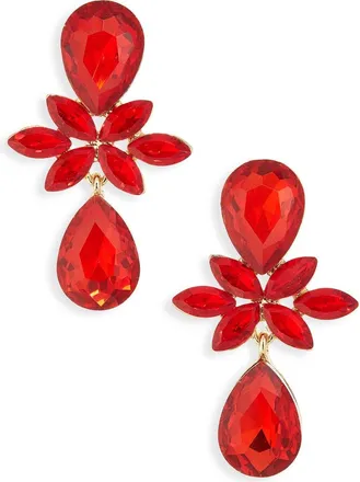 Cara Crystal Drop Earrings in Gold/Red at Nordstrom Rack
