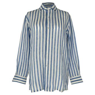 Ralph Lauren Relaxed Fit Striped Shirt in Light Blue Linen