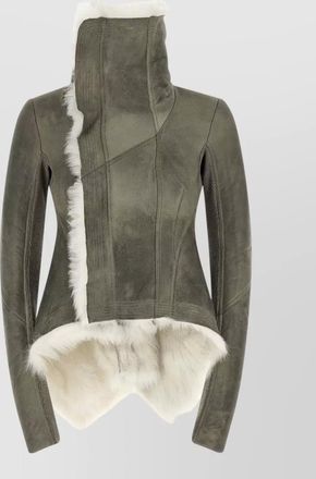 Rick Owens shearling asymmetric crater neck jacket