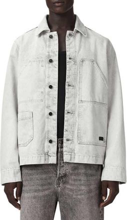 AllSaints Denim Shacket in Bleached Grey at Nordstrom, Size Medium