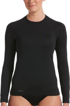 Nike Essentials Rash Guard Womens Black UPF 40+ Long Sleeve Swimwear DSGL185