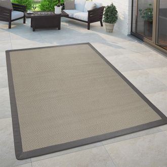 Paco Home Paco Home - Alfombra De Tejido Plano Interior Y Exterior Moderno Aspecto Natural Monocolor Crema 120x170 Cm