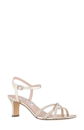Nina Bobby Embellished Ankle Strap Sandal in Platino at Nordstrom, Size 5.5