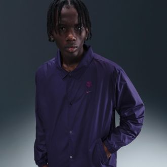 Nike FC Barcelona Club Nike Mens Soccer Coaches Jacket in Purple | HM3738-594