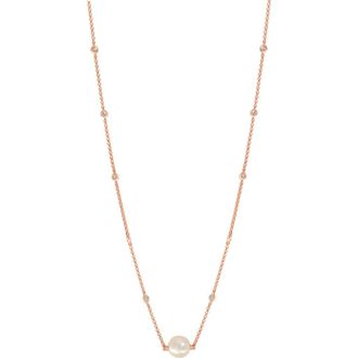 Effy 14K Yellow Gold Diamond Solitaire Fresh Water Pearl Necklace in 14K Gold at Nordstrom, Size 18