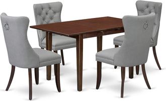 East West Furniture 5 Piece Kitchen Table Set Contains a Rectangle Dining Table with Butterfly Leaf
