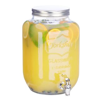 Relaxdays Dispensador De Bebidas Con Grifo, Cristal, Vintage, Expendedor De Refrescos, 8 L, Transparente - Relaxdays