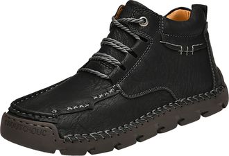 Generic Winter Mens PU Leather Casual Ankle Boots Modern Short Boots For Everyday Comfort And Style (Black, 6. 5)