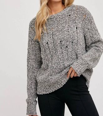 Urban Threads Distressed Knit Pullover Sweater In Grey