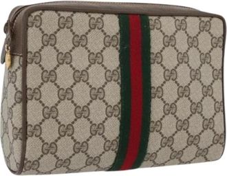 Gucci Pre-owned Clutches, female, Beige, Size: ONE SIZE Pre-owned Canvas Clutch
