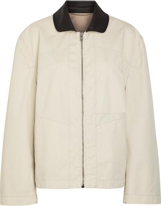 Christophe Lemaire Leather Collar Cotton Jacket - Ivory - S (UK8-10 / S)