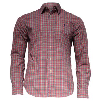 Ralph Lauren Slim Fit Checked Shirt in Red Cotton