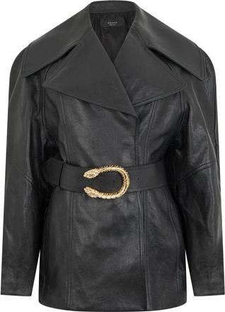 Gucci Leren Jas met Knoopdetail - Dames - Leren en Su&egrave;de Jassen - Zwart - S - Leer - Jassen