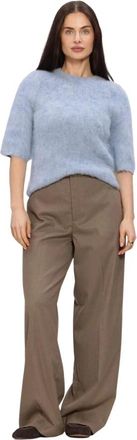 Second Female Truien & Vesten, Dames, Blauw, XL, Karla Knit SS O-Neck