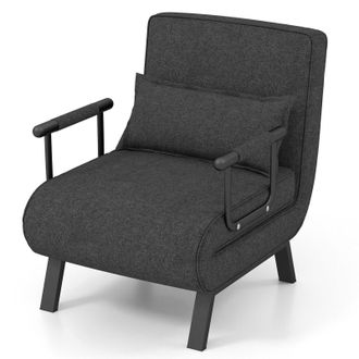 Costway Costway Convertible Single Folding Sofa Bed Sleep Chair w/ 6 Positions Adjustable Backrest Dark Grey