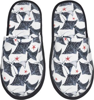 Generic Fuzzy Slippers Cool Stingray Fish Cute Warm Fleece Slippers Soft Indoor Shoes For Room Home Hotel M