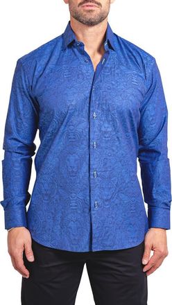 Maceoo Fibonacci Ascension Contemporary Fit Button-Up Shirt in Blue at Nordstrom, Size 4