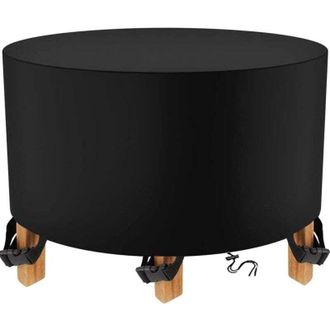 Elle Funda Redonda Para Muebles De Jard&iacute;n De 200 X 94 Cm, Color Negro. Funda Impermeable Para Mesa De Jard&iacute;n, Lona Protectora Para Muebles De Jard&iacute;n Y Alma
