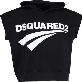 Dsquared2 Sleeveless Hoodie in Black Cotton