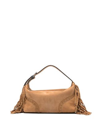 Ermanno Scervino Fringed Trim Bag In Beige Leather