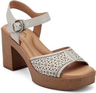 Earth Quinty Ankle Strap Platform Sandal in Ivory at Nordstrom, Size 7.5