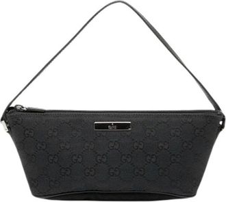 Gucci Pre-owned Shoulder Bags, female, Black, Size: ONE SIZE Pre-owned Canvas Shoulder Bag