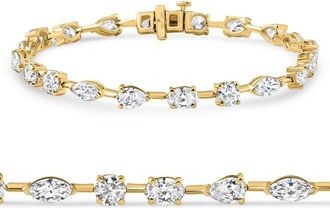 Pompeii3 8Ct Mixed Cut Diamond Tennis Bracelet 7 14k Yellow Gold Lab Grown Size: Medium