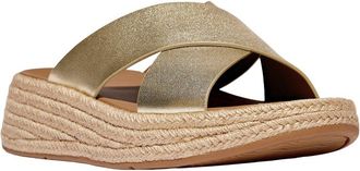 FitFlop Fitflop F-Mode Espadrille Leather Flatform Cross Slide
