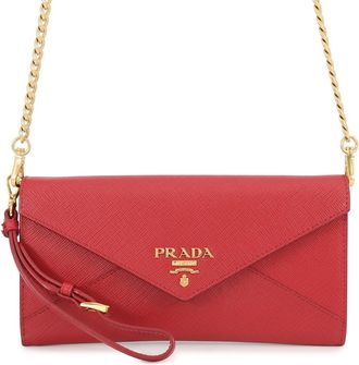 Prada Red Color Leather Chain/Shoulder Wallet (Pre-Owned)