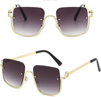 Generic Semi-Rimless Metal Frame For Womens Sunglasses Shape Fashion For Women Sunglass Eyewear Female,Gold Gradient Gray 2026